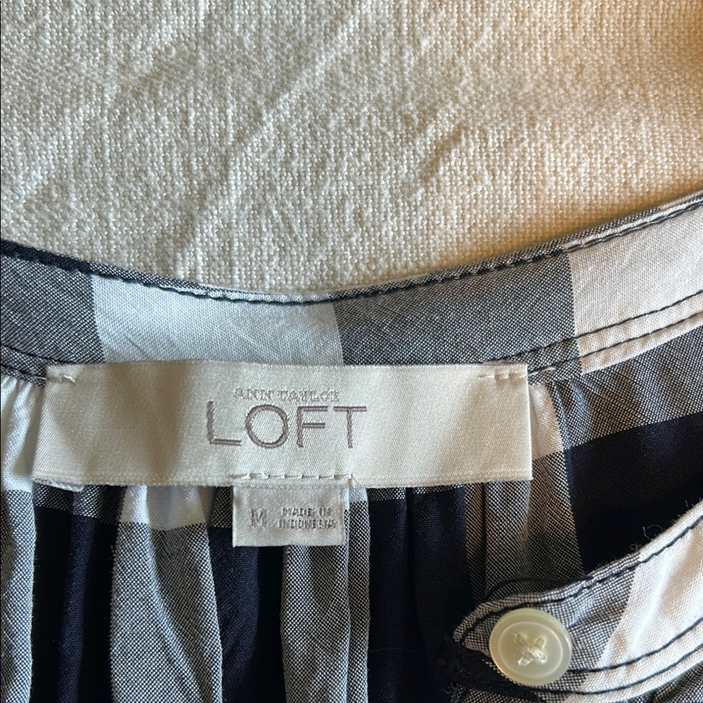 LOFT Navy and White Checkered Dress - Picture 4 of 6